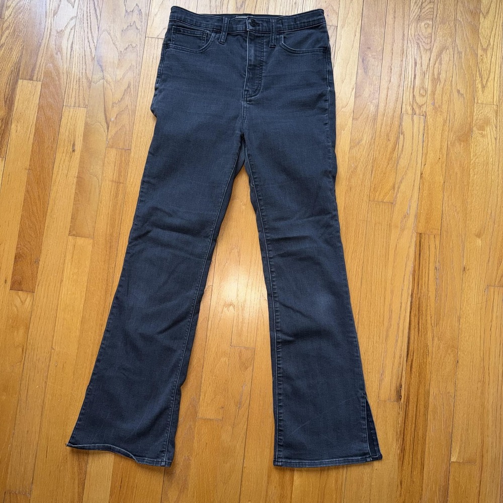 Madewell Roadtripper Skinny Flare Jeans 28 Black Charcoal Mid Rise Stretch Denim